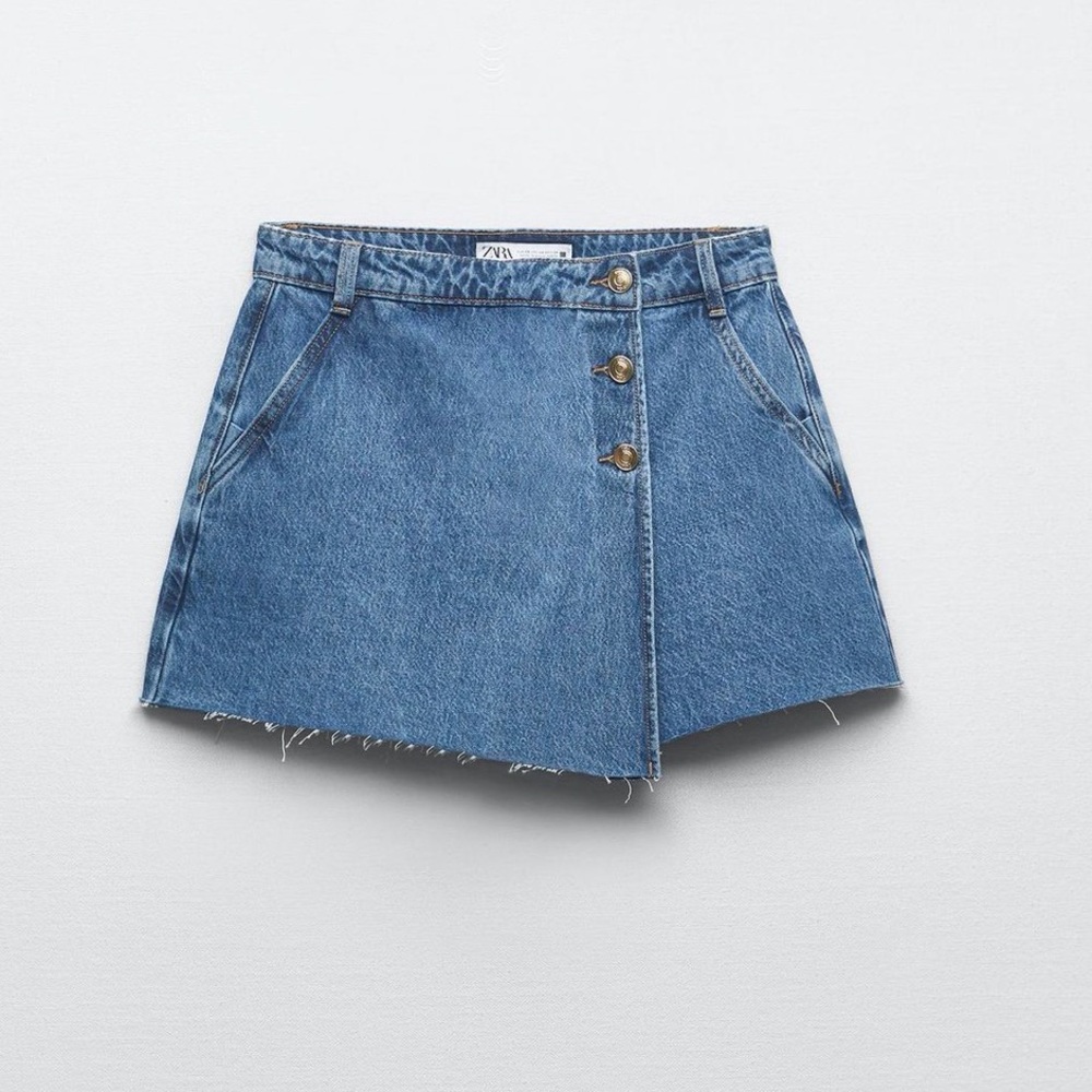 Zara NWT Blue Denim Skort, Size L
